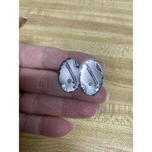 Vintage 50s Swank (?) Silver Tone Oval Golf Clubs Cuff Links